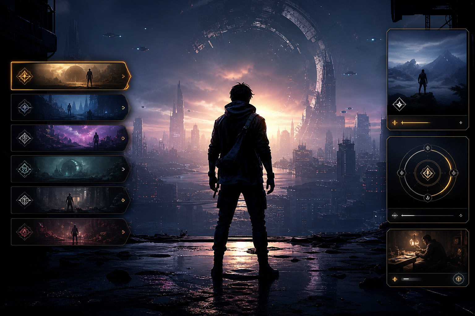 Editorial technology illustration for the article: The Strange Joy of Turning Yourself Into an AAA Game Menu
