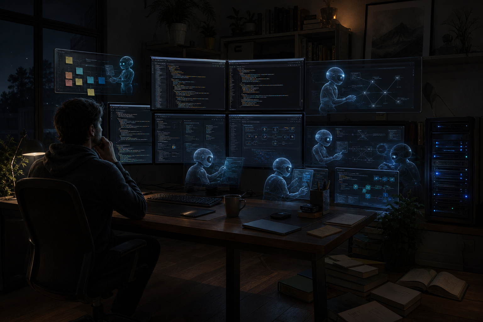 Editorial technology illustration for the article: AI Coding Is Making Me More Productive and Slightly Unwell