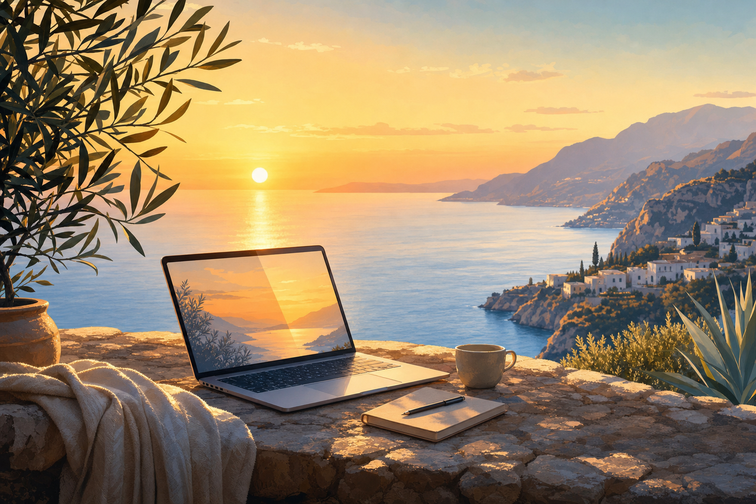 The Office With a Mediterranean Sunrise